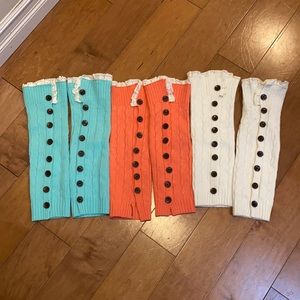Set of three boot liner legwarmers